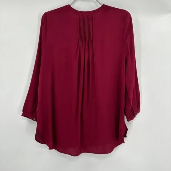 Quince Burgundy Washable Silk Pleat Back Shirt sz S NWOT - Picture 2 of 6